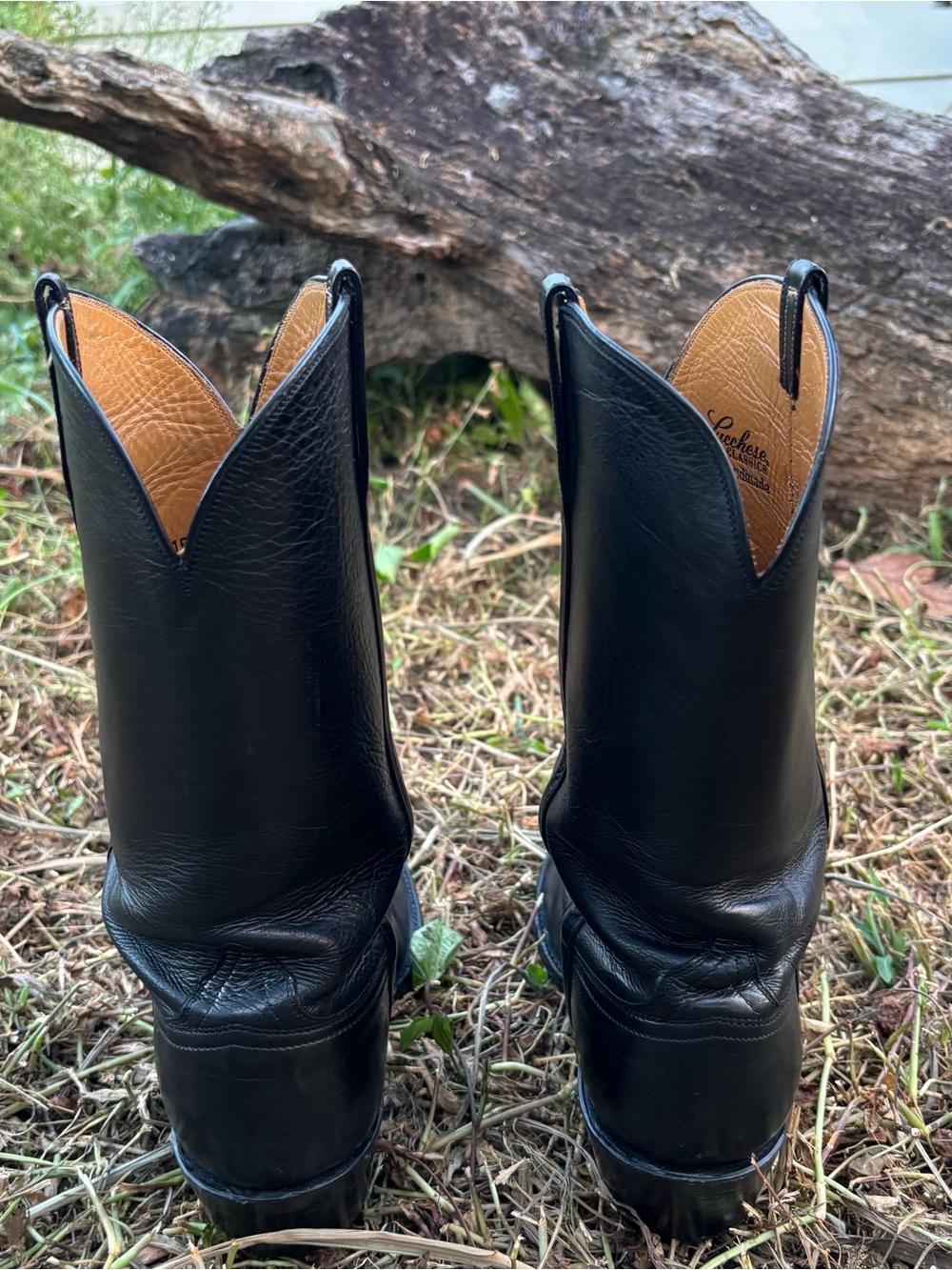Size 10.5 - Lucchese Classics Leather Roper Boots Black Cowboy Western L0608 - Picture 4 of 8